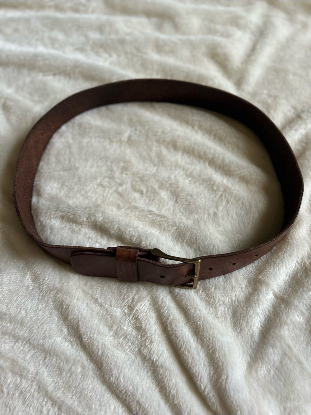 J. Crew brown genuine leather classic belt made in england brass buckle mens M